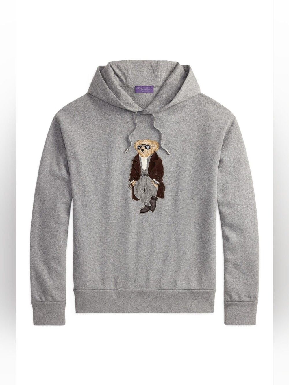 Ralph Lauren Purple Label Felpa Bear Appliqué Cotton & Cashmere Hoodie Size Larg - Picture 1 of 16